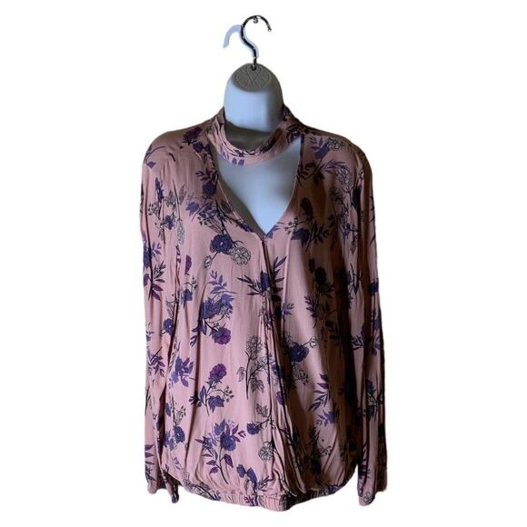 Torrid Blouse Women's Size 0 (Large) Floral Long Sleeves V-Neck Top - Picture 1 of 5